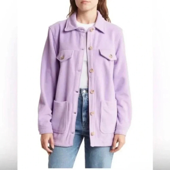 Blank NYC Fleece Shacket Plush Cozy Soft Purple Shacket Shirt Jacket Size Small - Picture 1 of 12